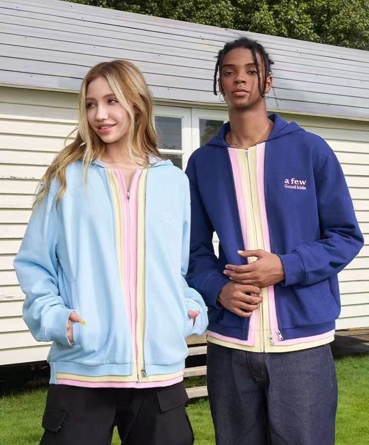 AFGK Colorful Multi Placket Cardigan Sweatshirt