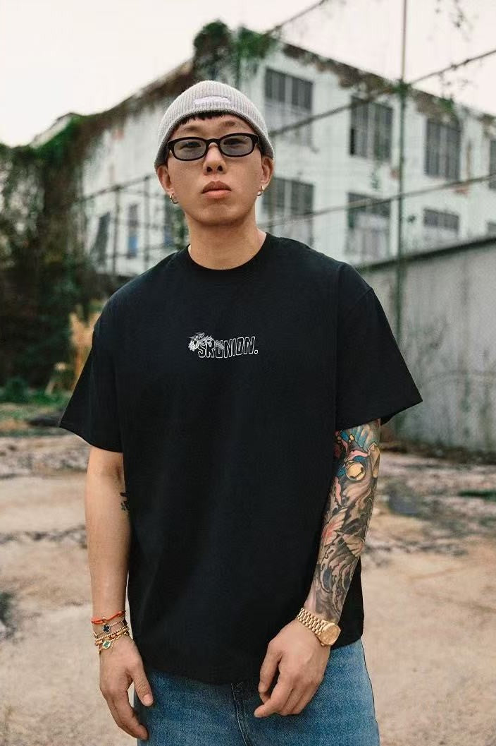 REMEDYxSTA Cartoon Dragon Print Short-sleeve T-shirt