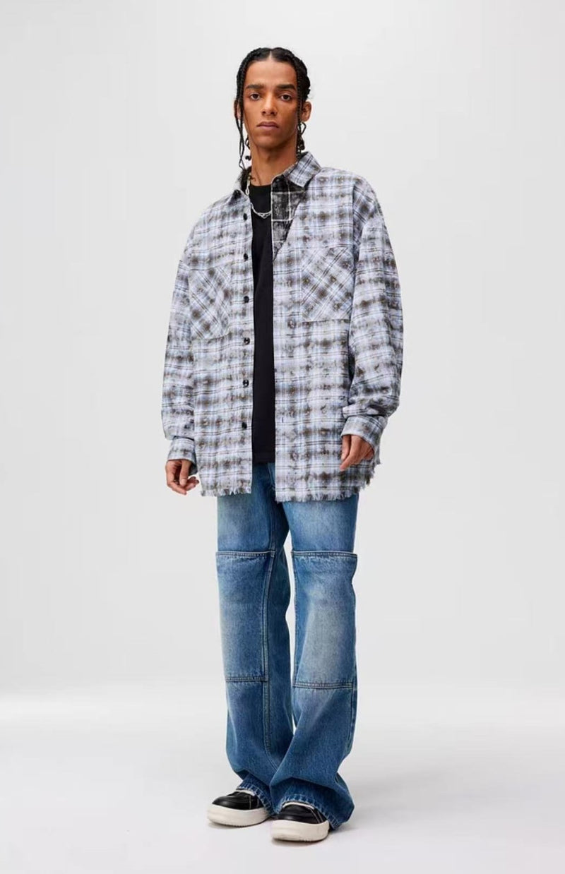 ATRY Distressed Patchwork Long-sleeved Shirt