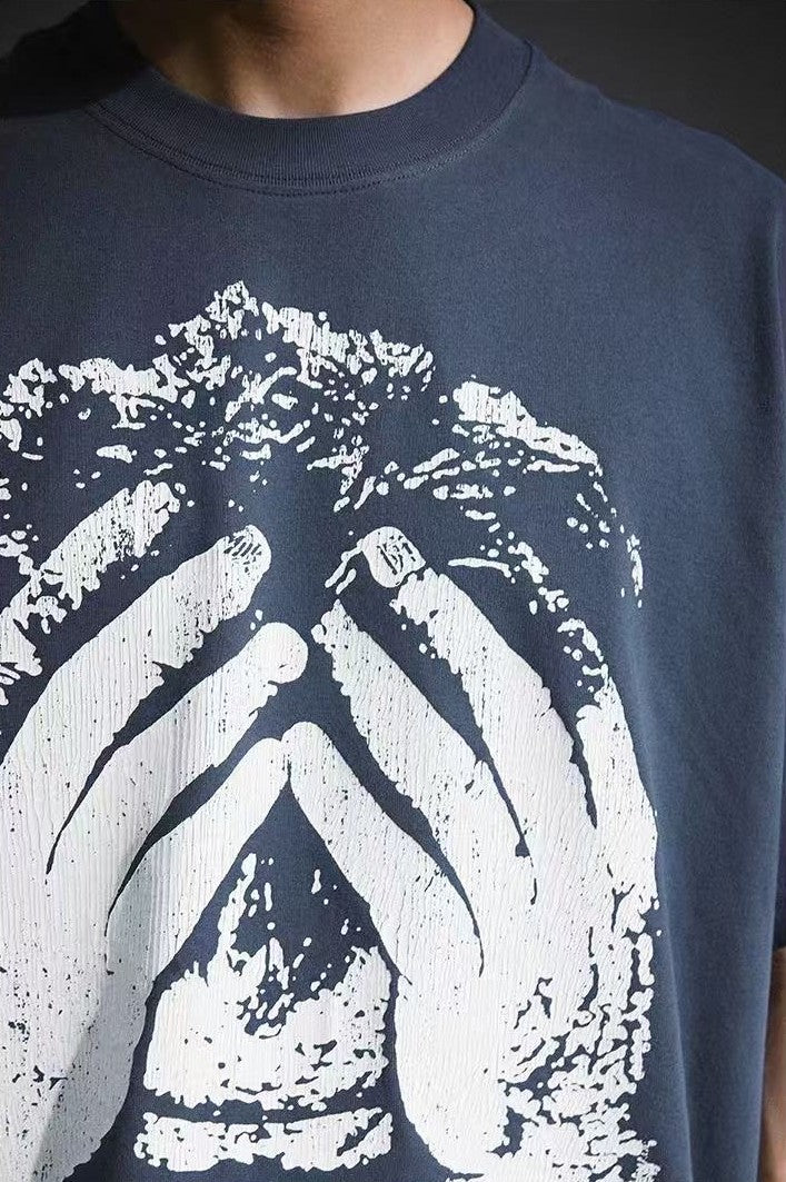 REMEDY Portrait Crackle Print Short-sleeved T-shirt