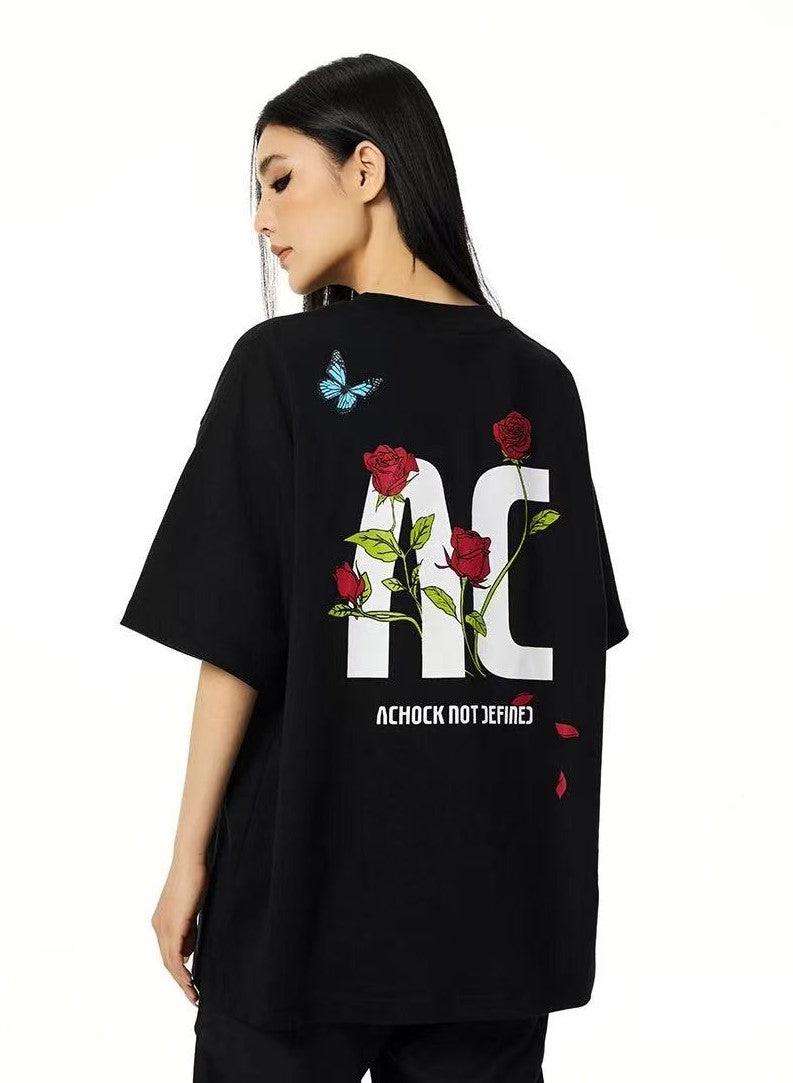 ACHOCK Logo Rose Print T-shirt