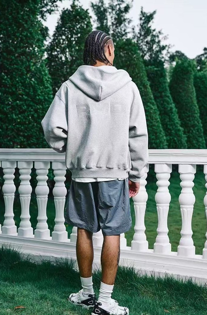 REMEDY Octagram Star Logo Print Hooded Zipper Sweatshirt