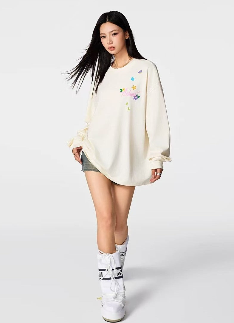ACHOCK Small Flower Print Long-sleeve T-shirt