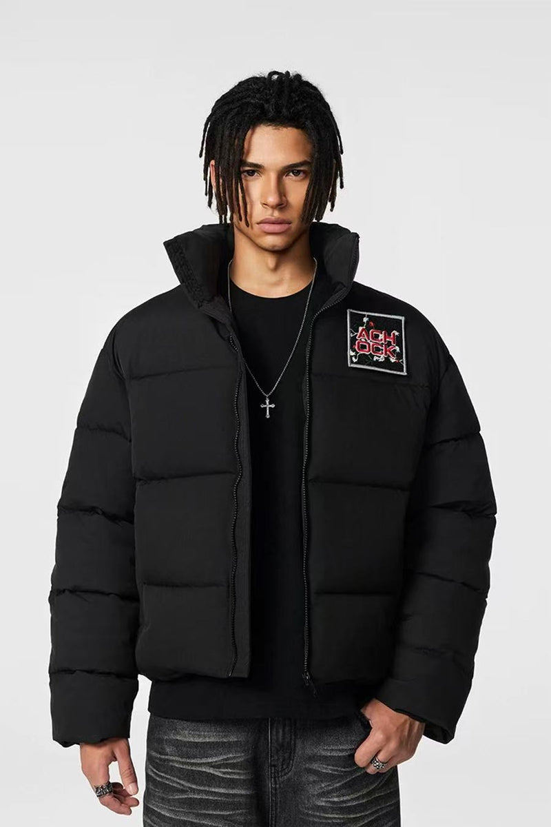 ACHOCK Waffle Logo Designed Velcro Warm Cotton Coat