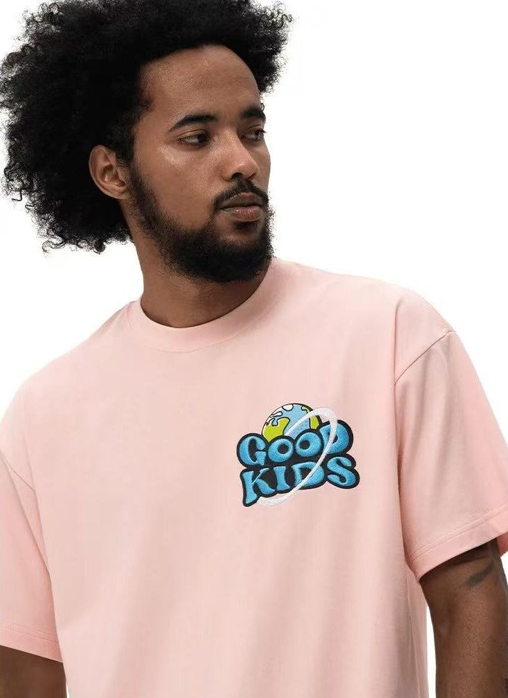 AFGK Letter Embroidered Short-sleeve T-shirt