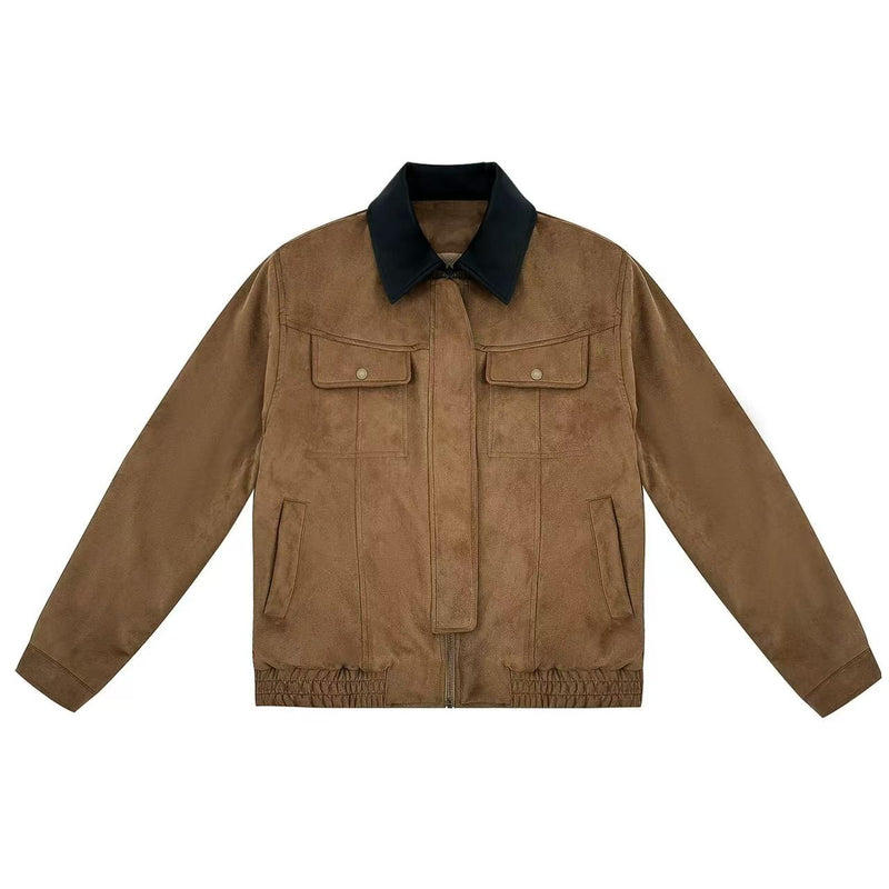FDR Retro Contrast Lapel Suede Jacket (For Women)