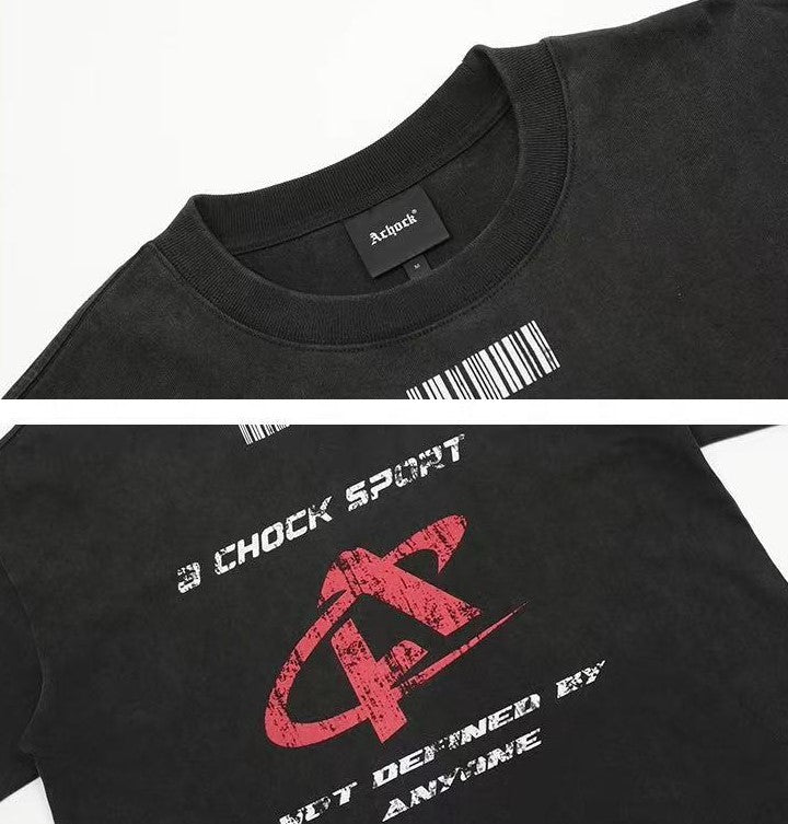 ACHOCK Heavy Washed Distressed Logo T-shirt