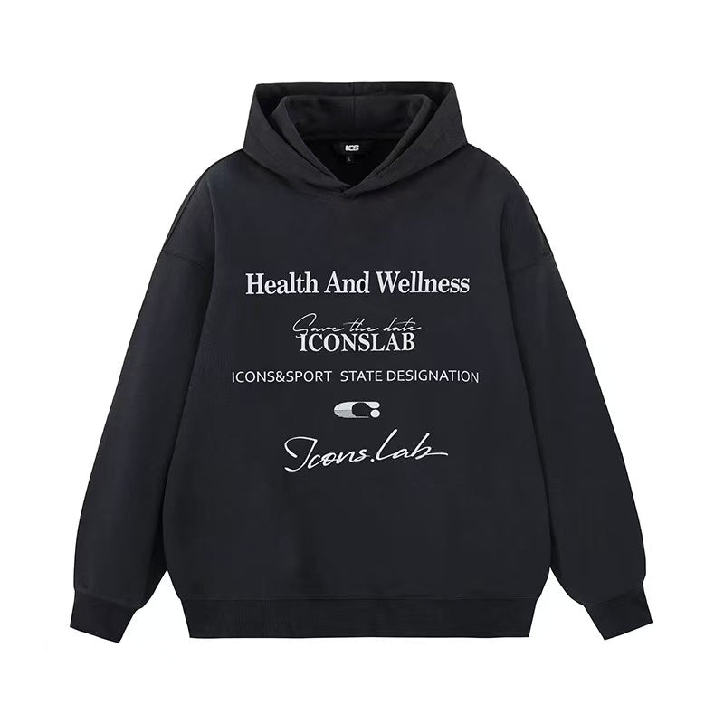ICONSLAB Retro Handwritten Letters Printed Hoodie
