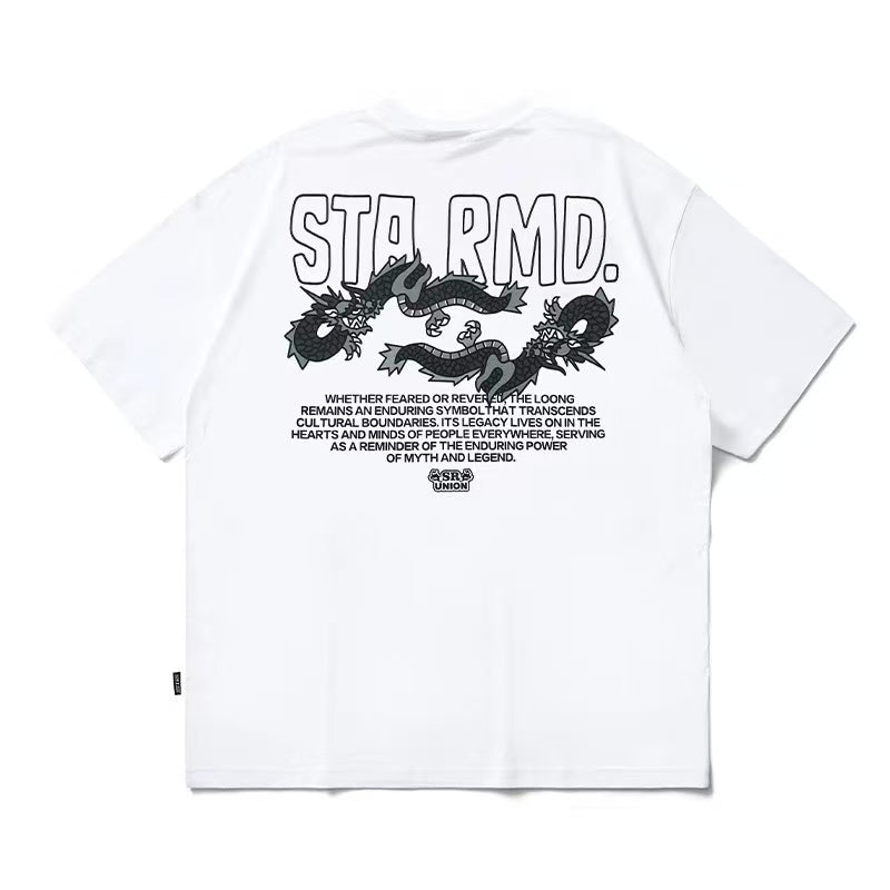 REMEDYxSTA Cartoon Dragon Print Short-sleeve T-shirt