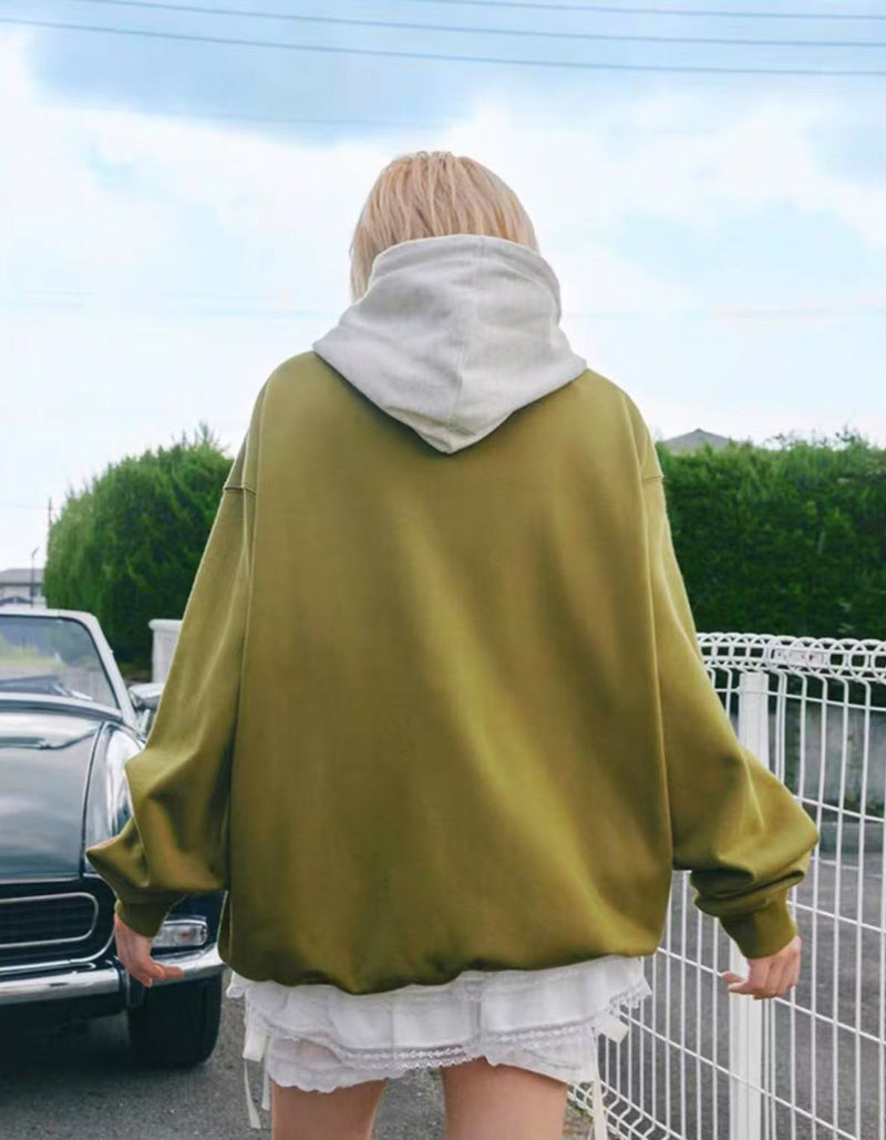 MEDM Colorblock Patch Zip-up Hoodie