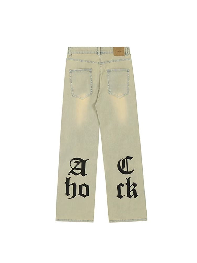 ACHOCK Street Gothic Logo Print Yellow Mud Jeans