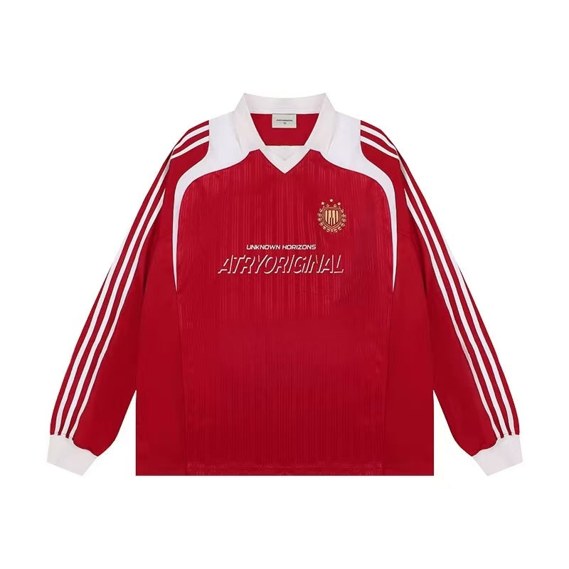 ATRY Retro Striped Contrast Sports Long-sleeves Jersey