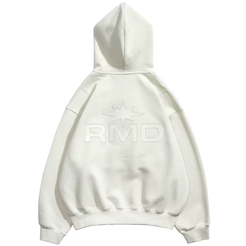REMEDY Octagram Star Logo Print Hooded Zipper Sweatshirt