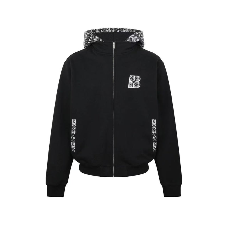 BIPOLAR  Fake Two-piece Ethnic Style Knitted Sweatshirt