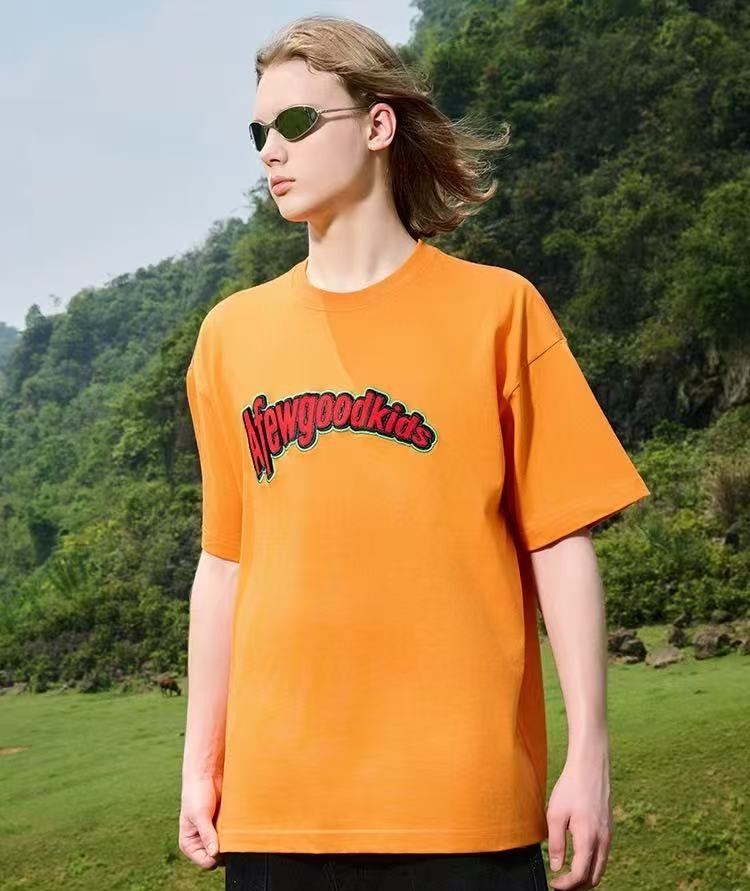 AFGK Curved Patch Embroidered Short-sleeved T-shirt