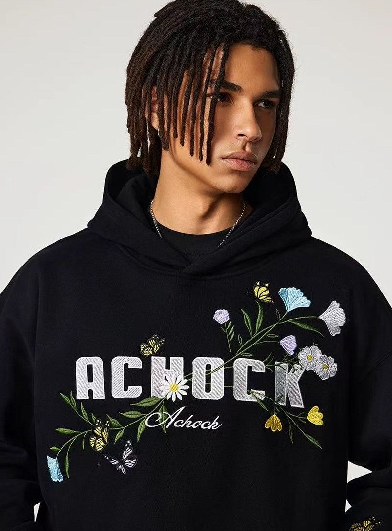 ACHOCK Floral Embroidered Hoodie