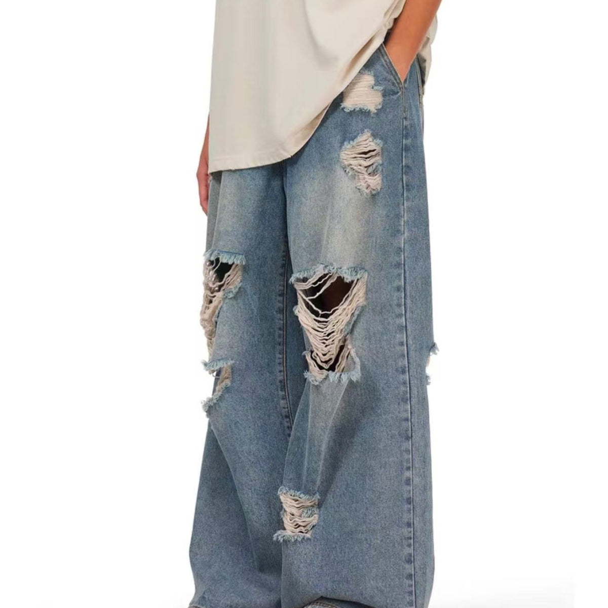 FDR Retro Distressed Ripped Jeans