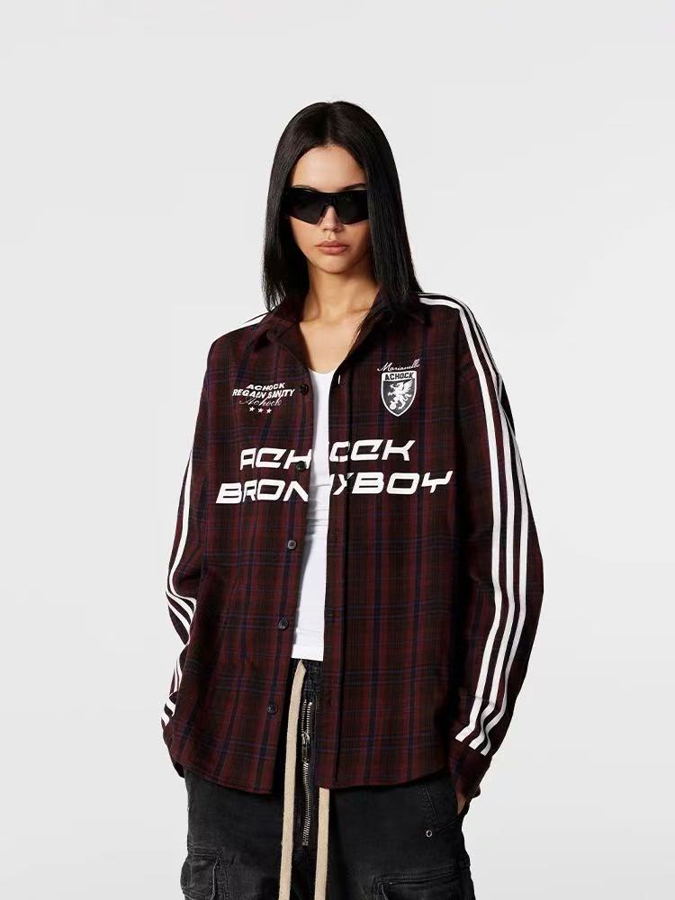 ACHOCK Striped Patchwork Long-sleeved Shirt