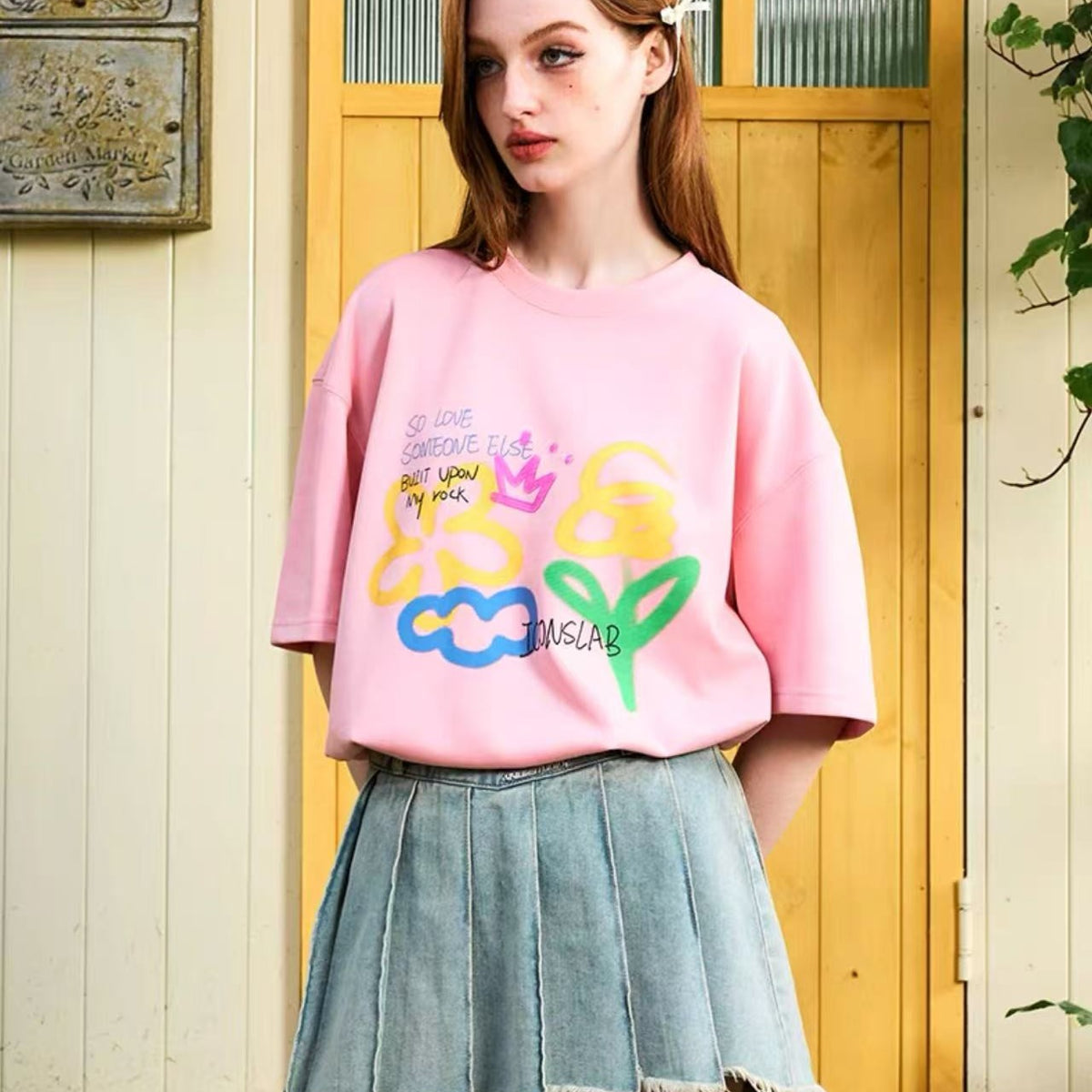 ICONSLAB Fun Hand Drawn Doodle Flowers T-shirts