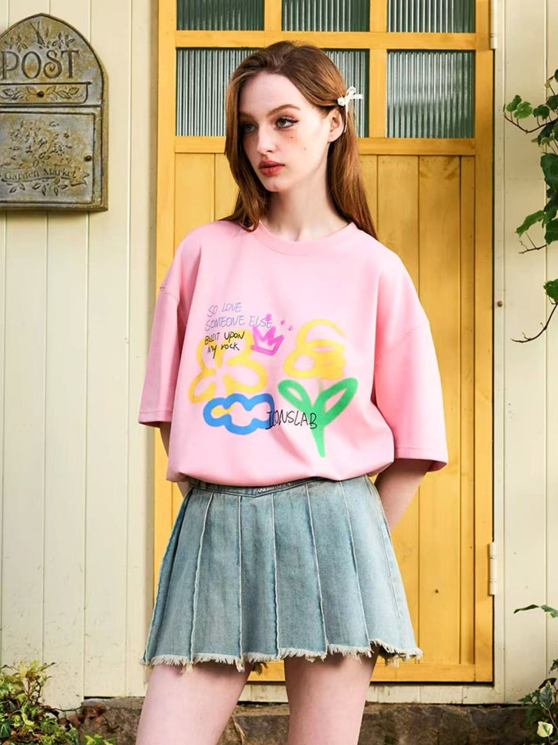 ICONSLAB Fun Hand Drawn Doodle Flowers T-shirts