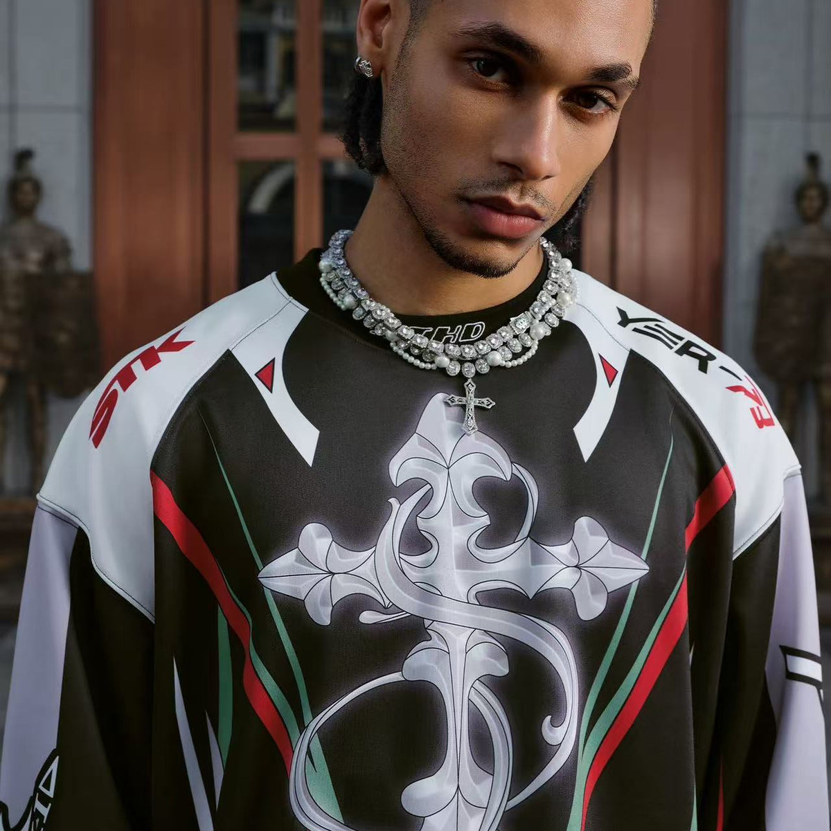 STK High-Density White Ink Direct Print Motorcycle Long-Sleeve T-Shirt