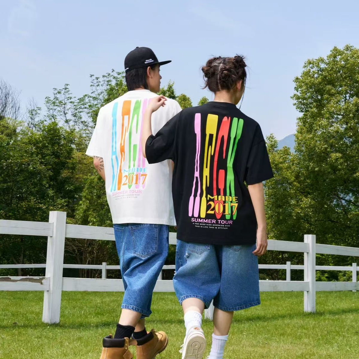 AFGK Contrast Color Printed Letter LOGO T-shirt