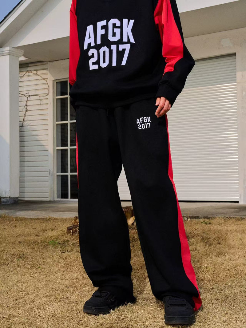 AFGK Loose and Versatile Color Block Casual Trousers