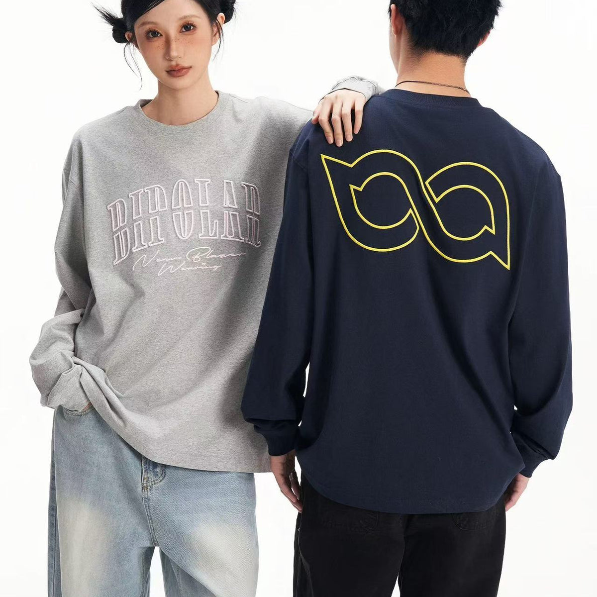 BIPOLAR Basic Embroidered Long-sleeved T-shirt