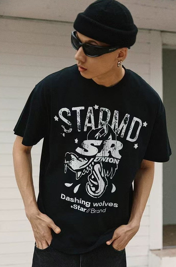REMEDYxSTA Jackal Print Short-sleeve T-shirt