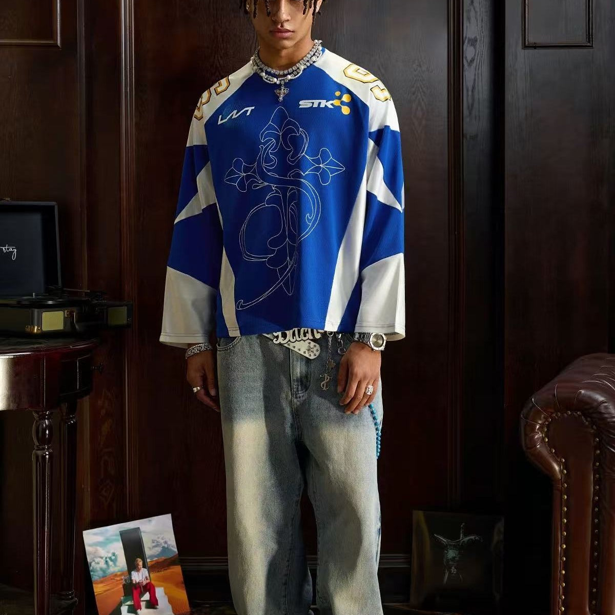 STK Color-Blocked Mesh Ice Hockey Long-Sleeve T-Shirt