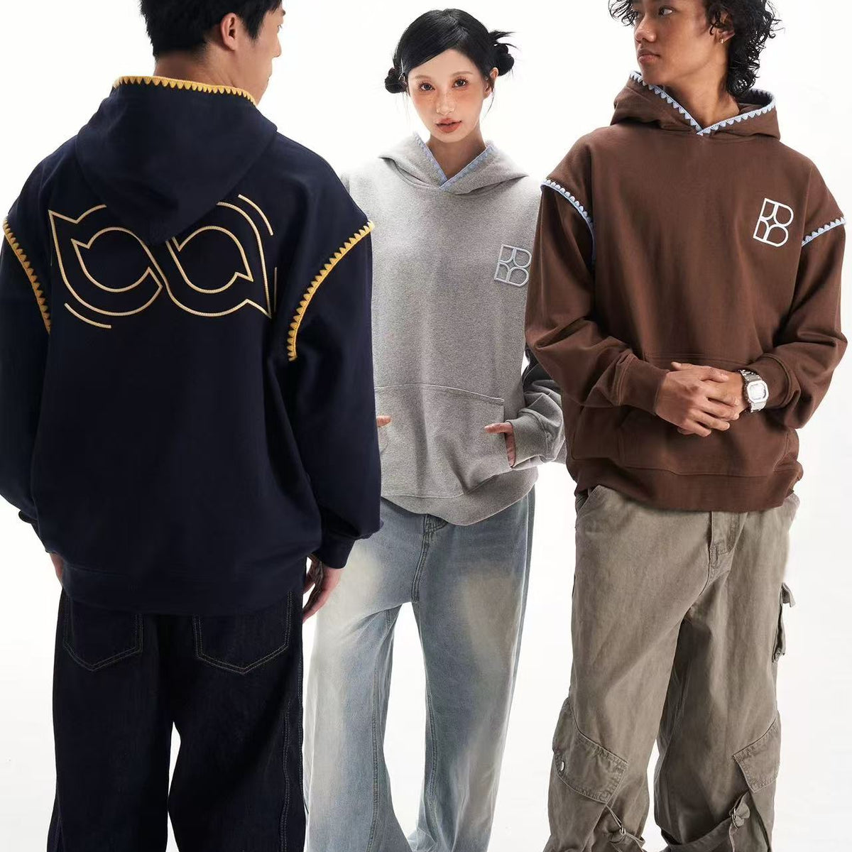BIPOLAR Three-dimensional Shell Embroidered Hoodie