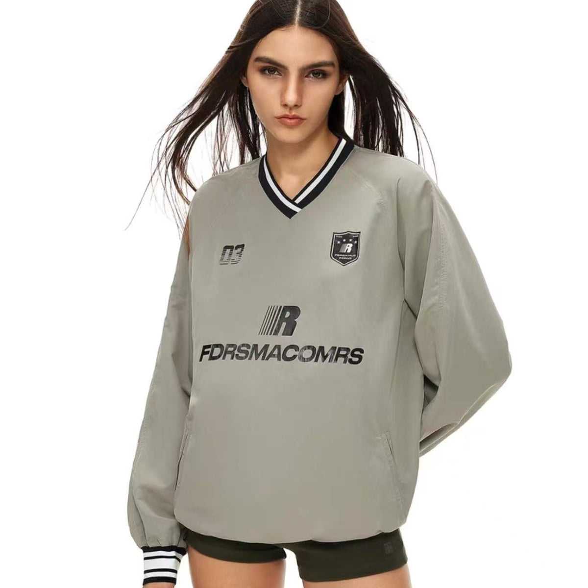 FDR V-neck Small Grid Printed Sweater