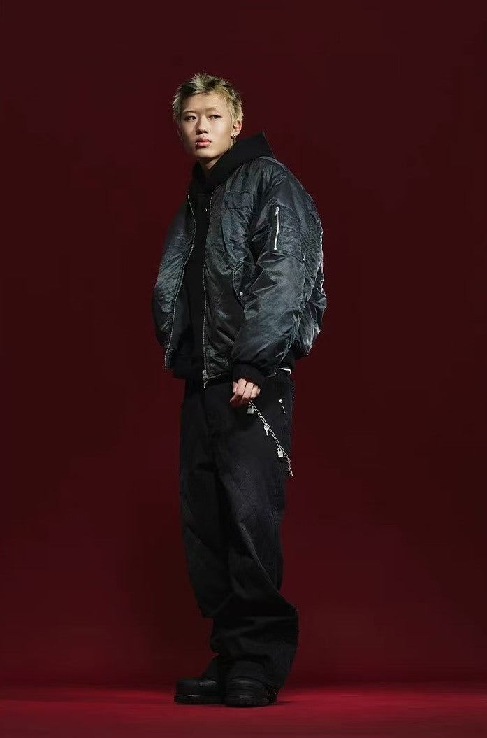 REMEDY Pleated Quilted  Bomber Jacket