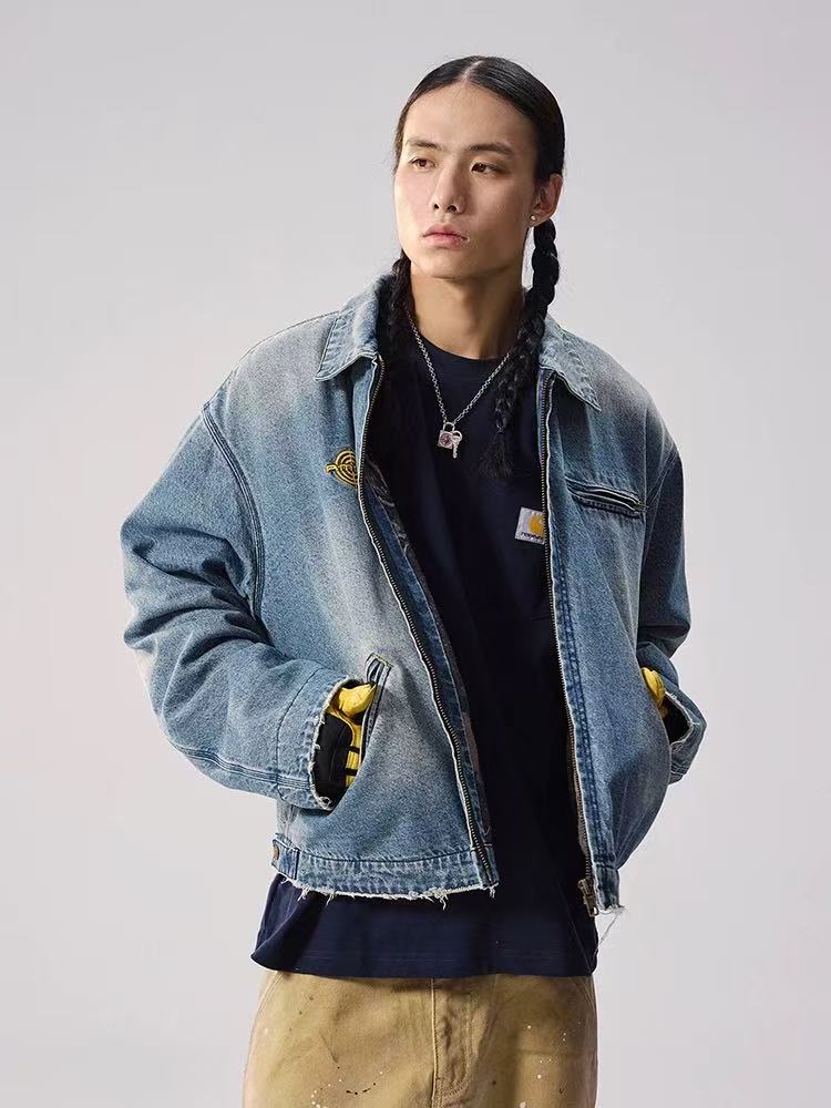 REMEDY Logo Embroidery Retro Denim Jacket