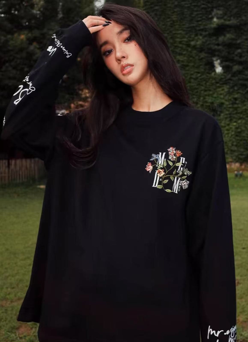 MEDM Floral Embroidered Long-sleeve T-shirt