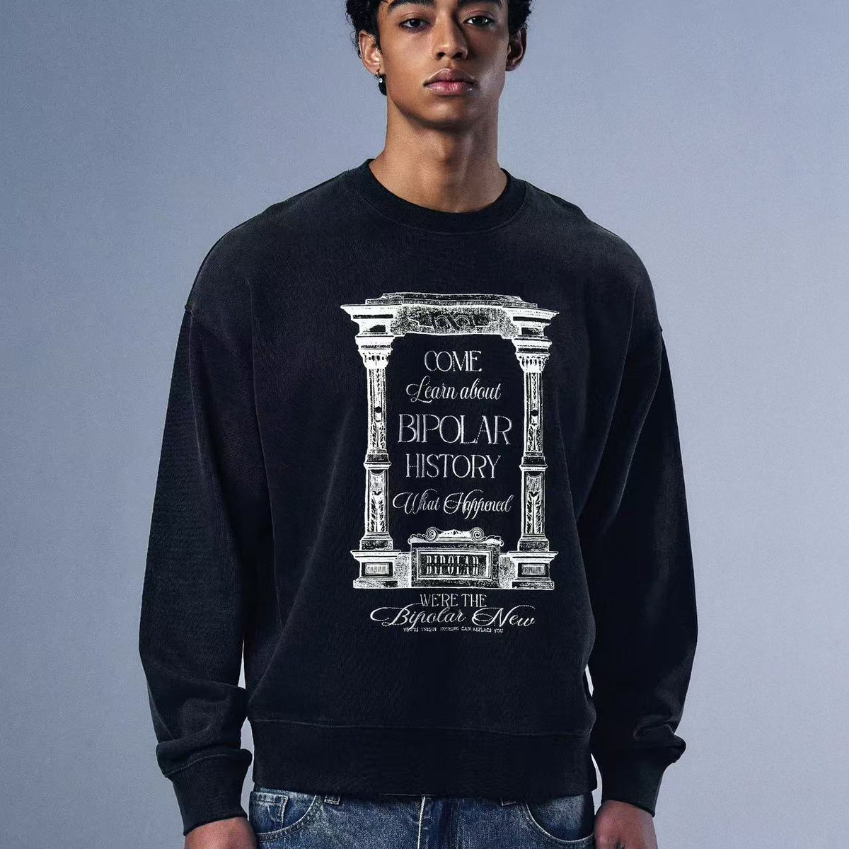 BIPOLAR Retro Street Hip Hop Crew Neck Sweatshirt