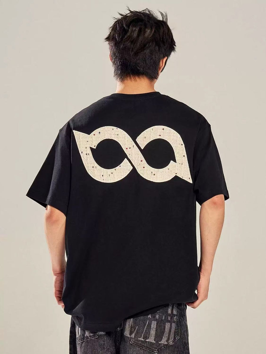 BIPOLAR  Round Neck Patch Embroidered T-shirt