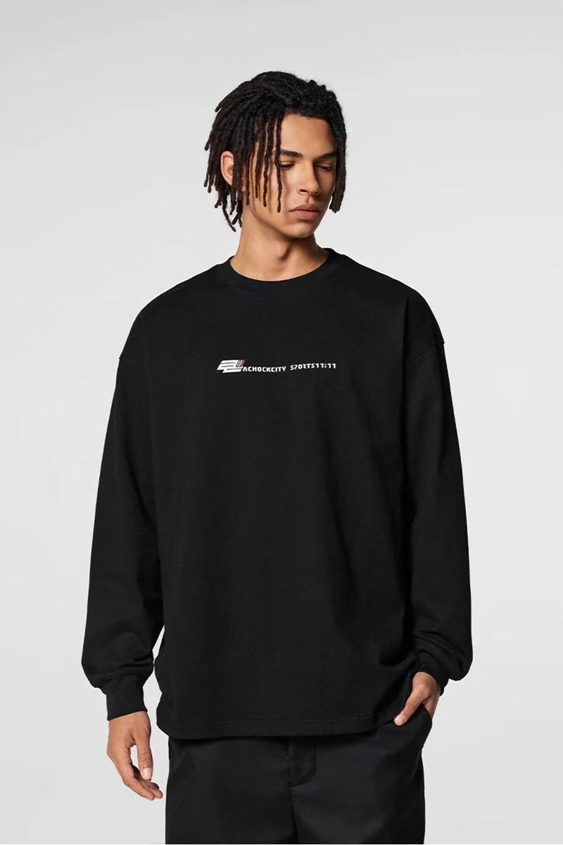 ACHOCK Solid Color Letter Print Long-sleeve T-shirt