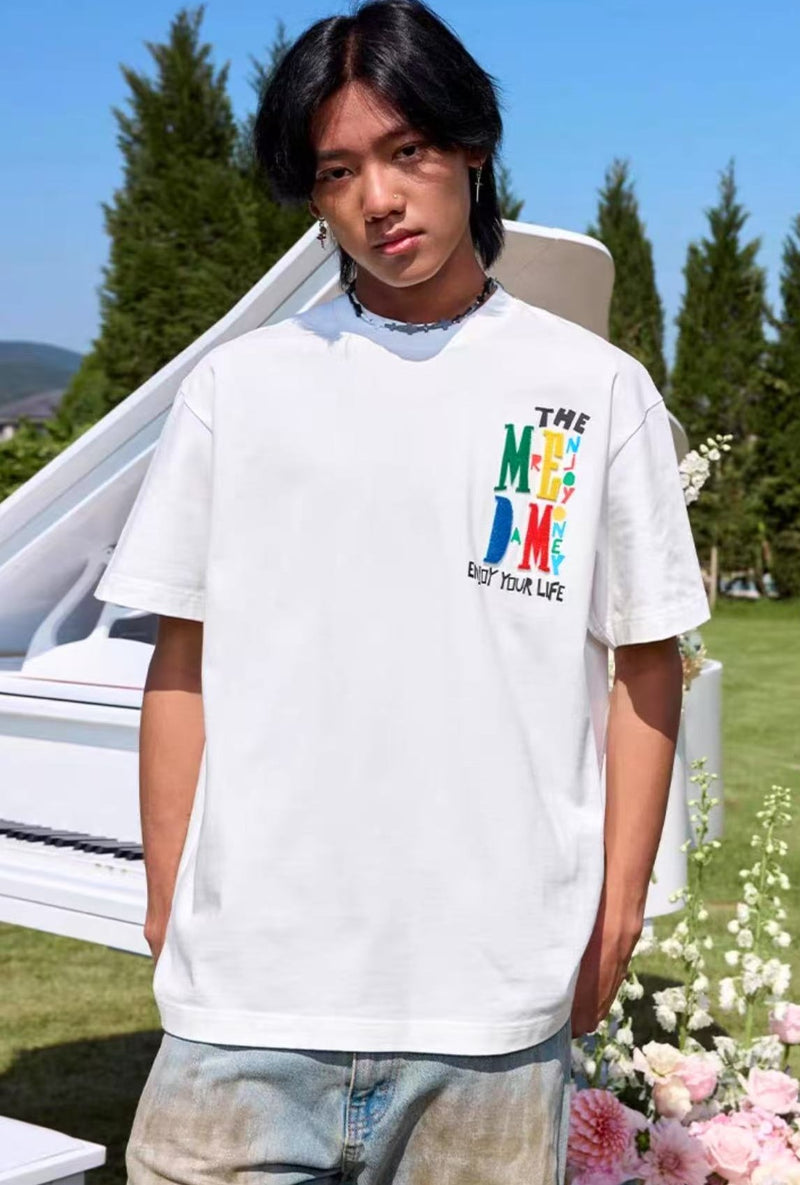 MEDM Colorful Floral Paper-cut Short-sleeved T-shirt