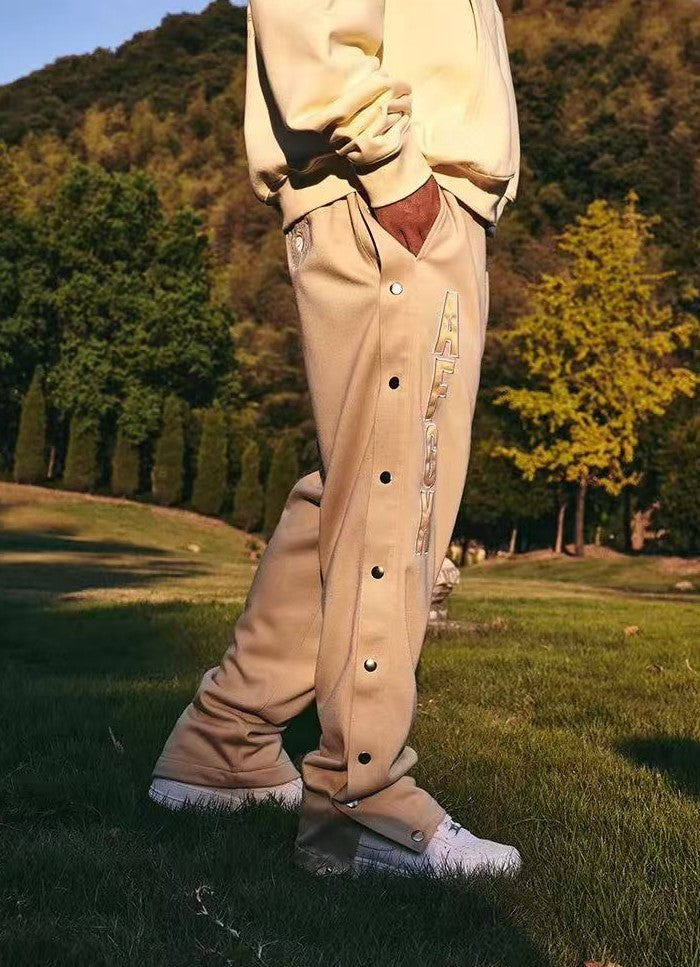 AFGK Basic Letter Casual Buttoned Pants