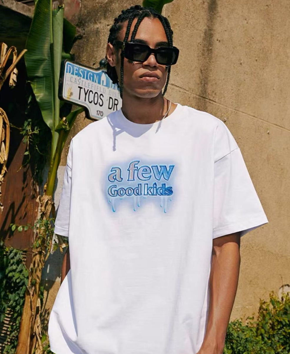 AFGK Versatile Melted Syrup Letter Short-sleeves T- shirt