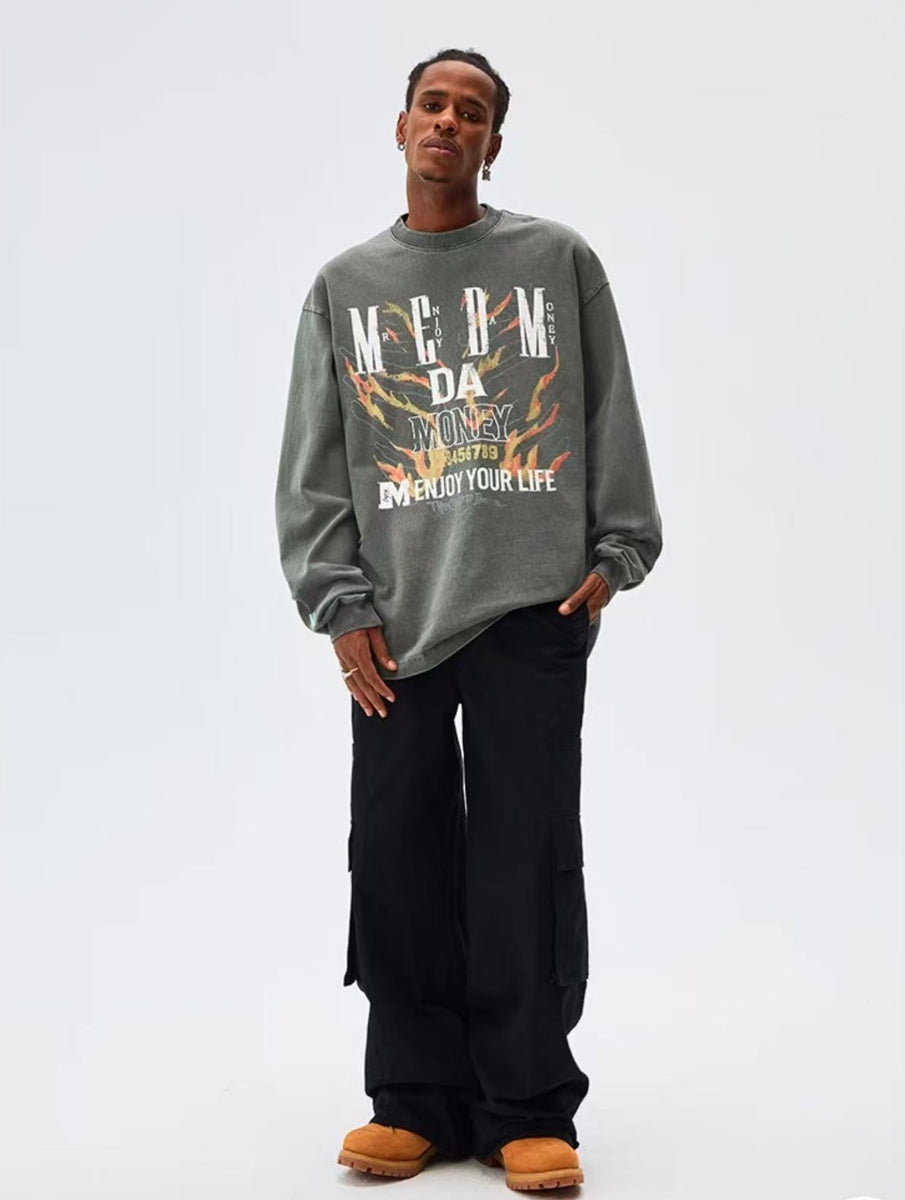 MEDM Flame Bones Long Sleeve T-Shirt
