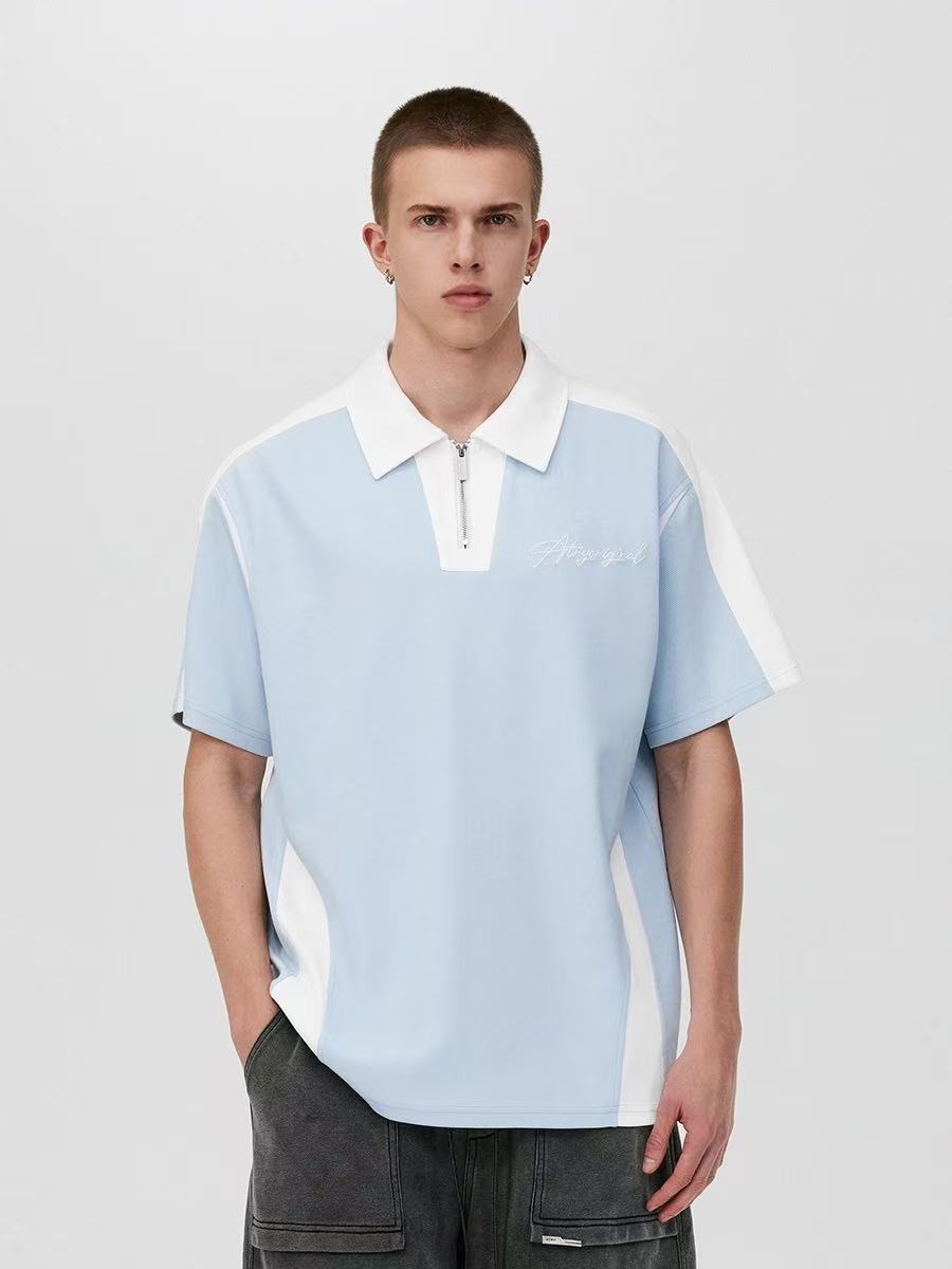 ATRY Logo Stitching POLO Zippr T-shirt