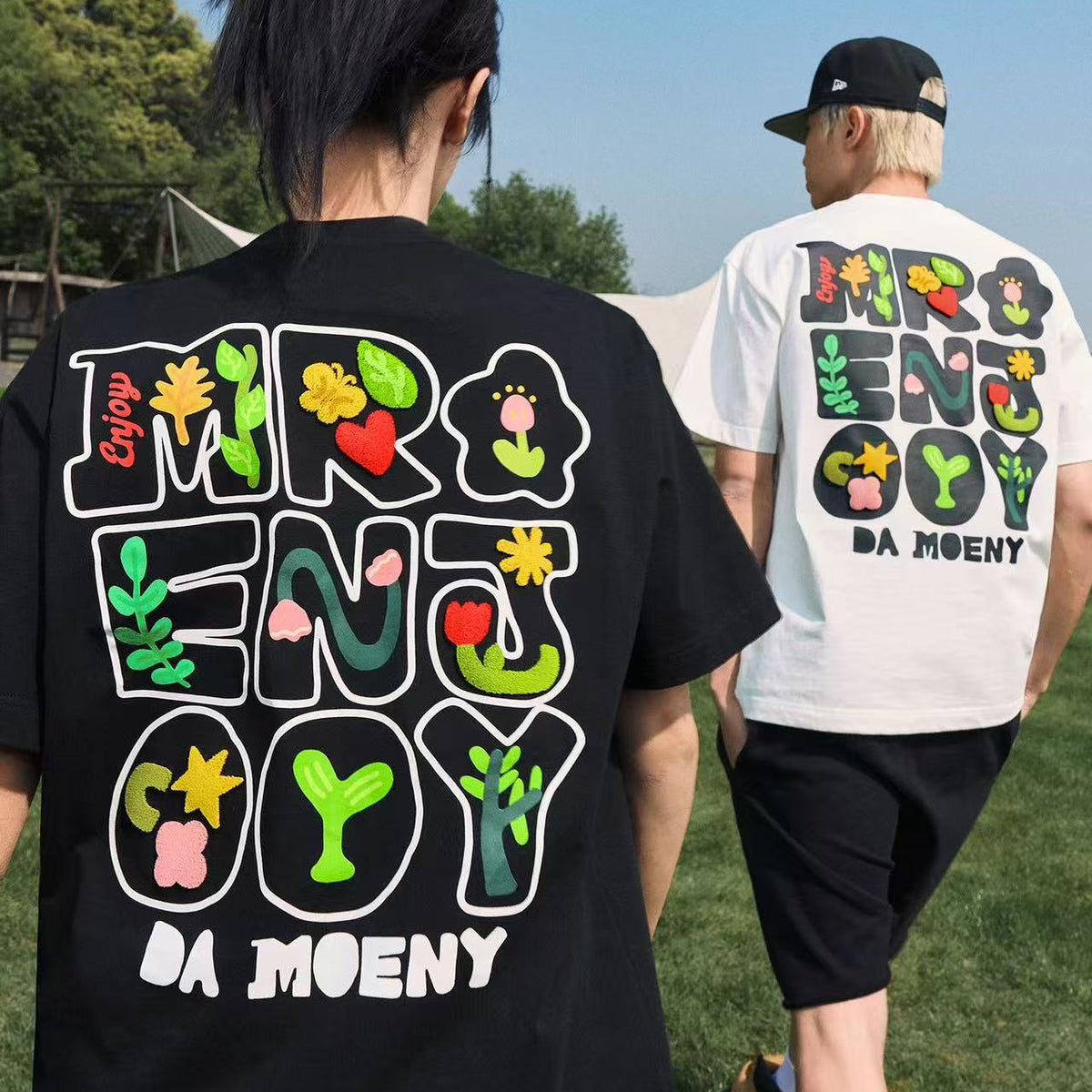 MEDM Toothbrush Embroidered Floral Short-sleeved T-shirt