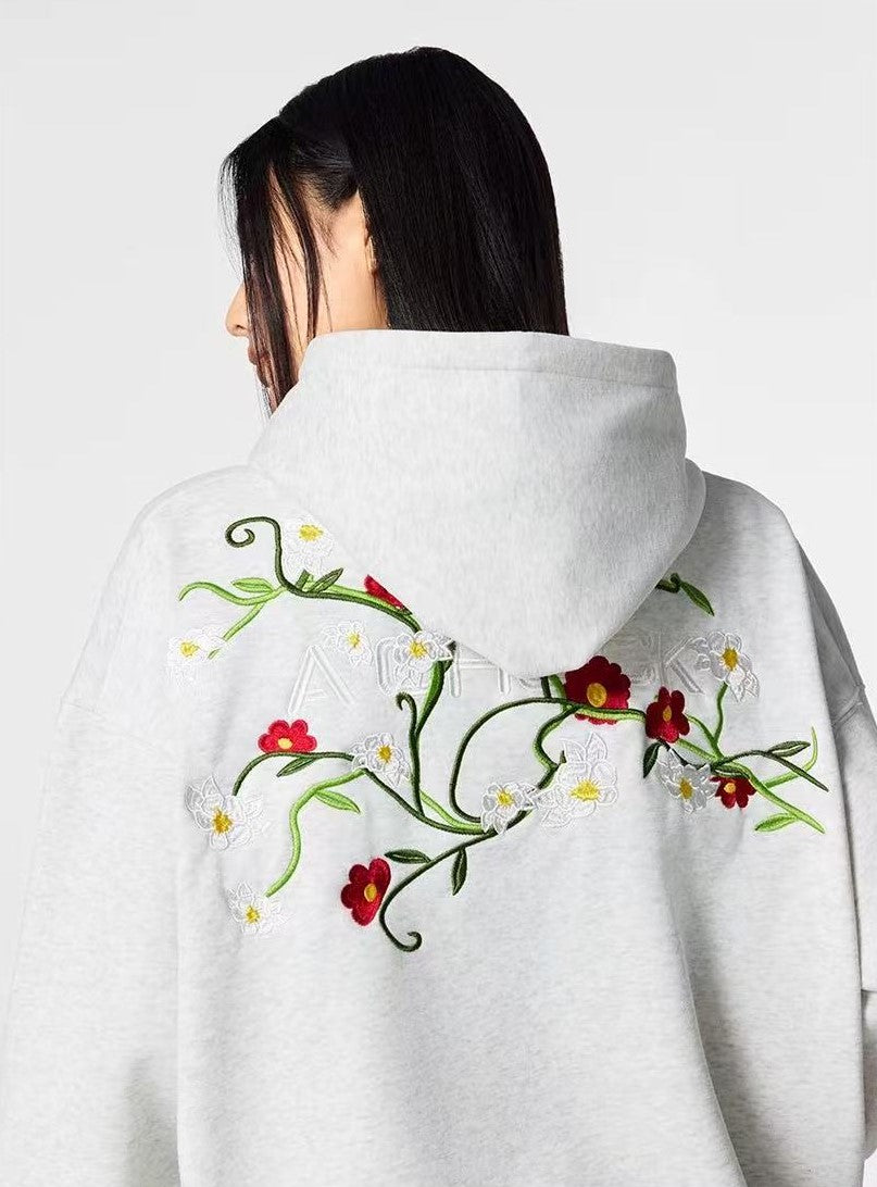 ACHOCK Heavy Floral Embroidered Hoodie