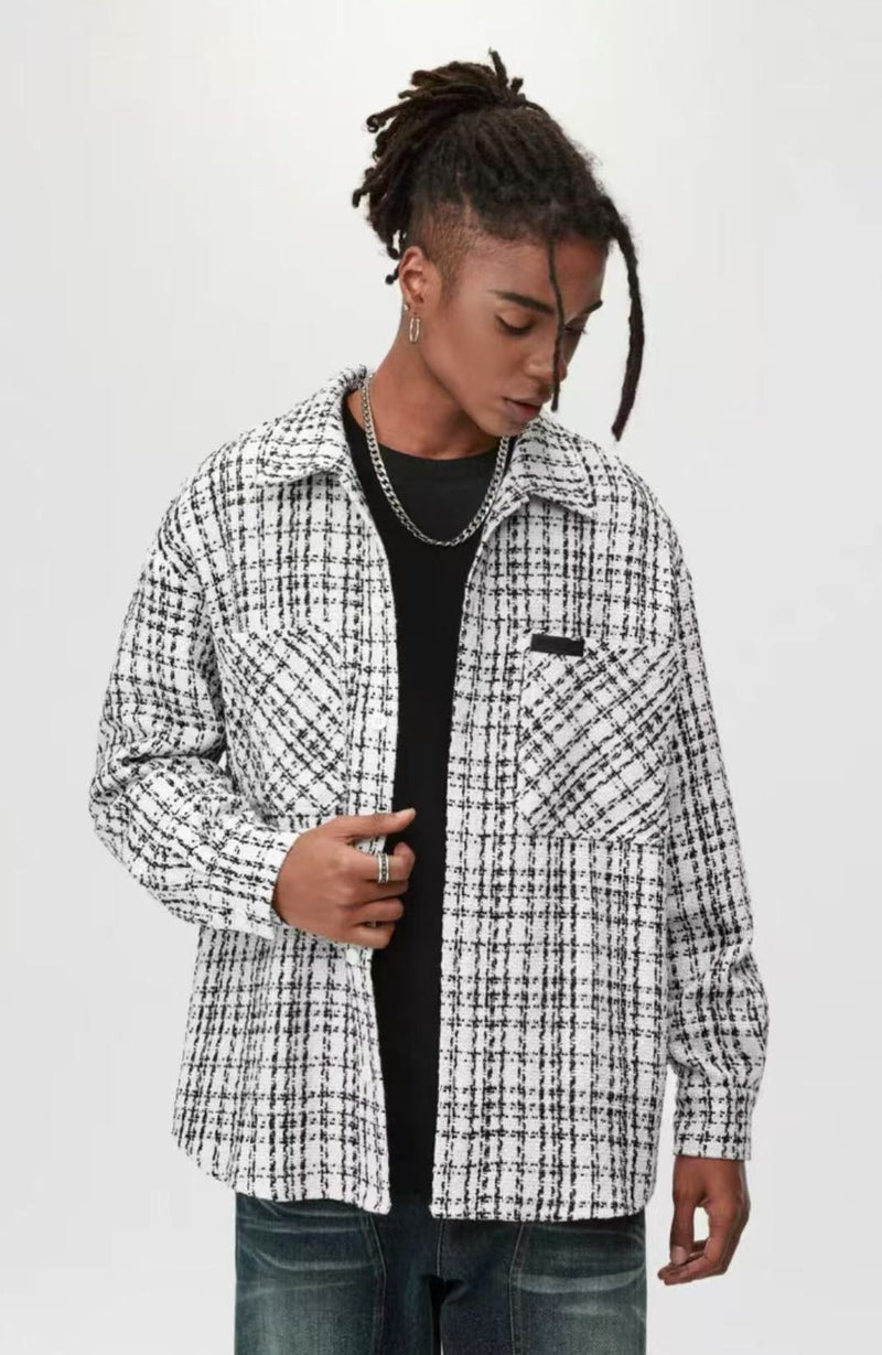 ATRY Checked Leather Logo Long Sleeve Shirt