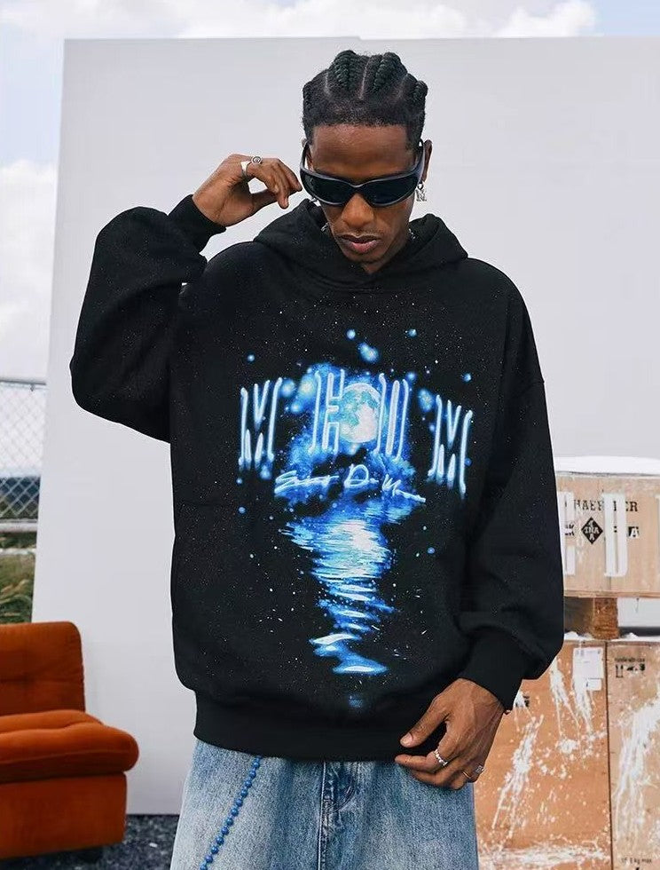 MEDM Blue Glitter Moon Reflection Hoodie