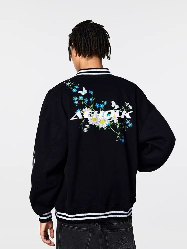 ACHOCK Floral Foam Print Baseball Jersey