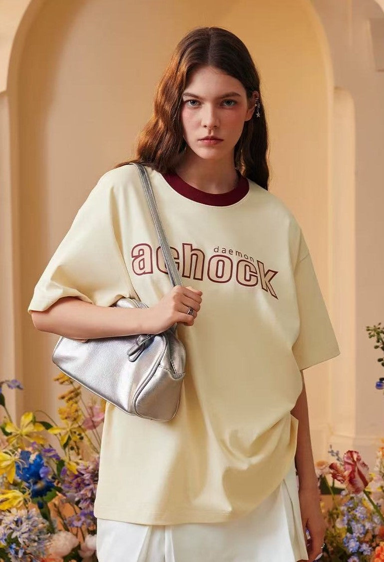 ACHOCK Suede Foam Printed Short-sleeved T-shirt