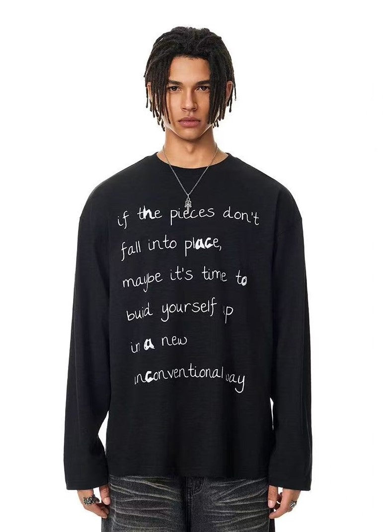 ACHOCK Bamboo Handwritten Printed Long-sleeve T-shirt